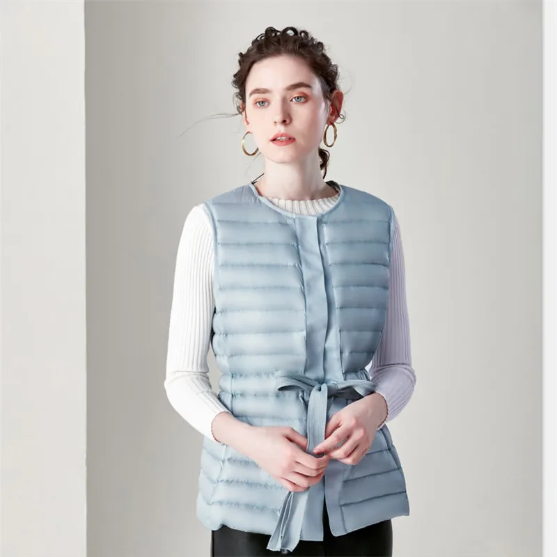 

Sanishroly Autumn Winter Women Sleeveless Waistcoat Parkas Ultra Light White Duck Down Vest Coat Female Warm Puffer Jacket Tops