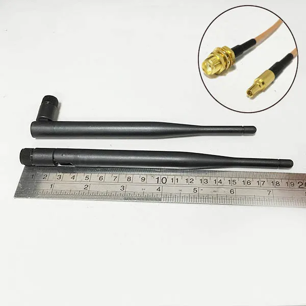 

3G Antenna Rubber 5dBi 850/900/1800/1900/2100 MHZ SMA Male Connector + SMA Female Connector To CRC9 Male RG316 Jumper Cable 15cm