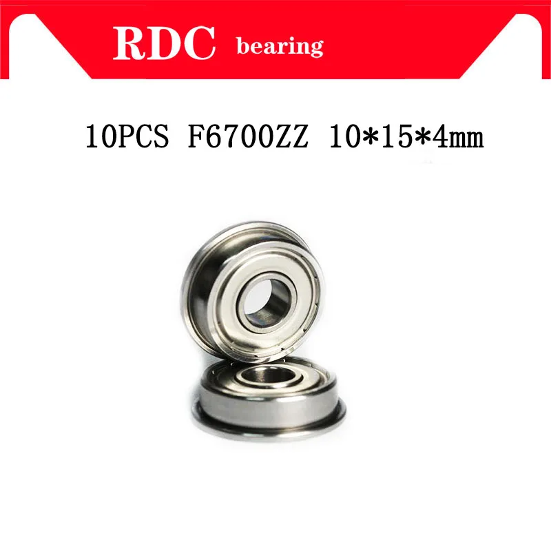 High quality 10pcs ABEC-5 F6700ZZ F6700-2Z 10x15x4 mm flanged Thin Wall Bearing Flange Ball Bearings F6700 ZZ F6700Z Metal