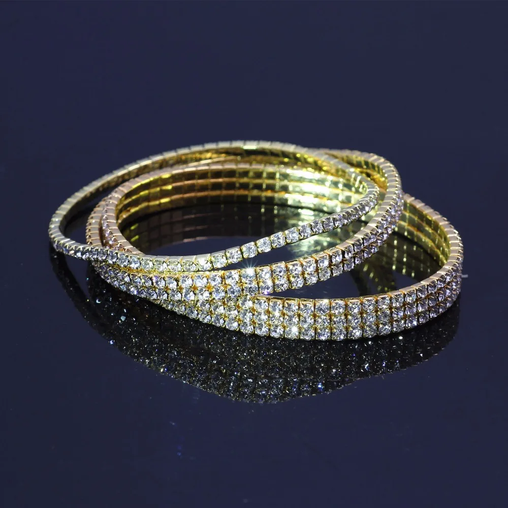 Tobilleras elásticas de cristal con diamantes de imitación para Mujer, pulsera de tobillo, sandalias descalzas, joyería para el pie, Color dorado