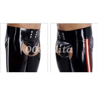 

100% Latex Rubber Men Gummi Handsame Pants Sexy Trousers Black Size XXS-XXL