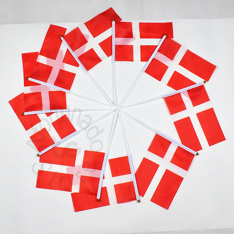 Denmark 14*21cm 10pieces Danish   Banner  Hand waving Flag   National Flag for meet,Parade,party.Hanging,decoration
