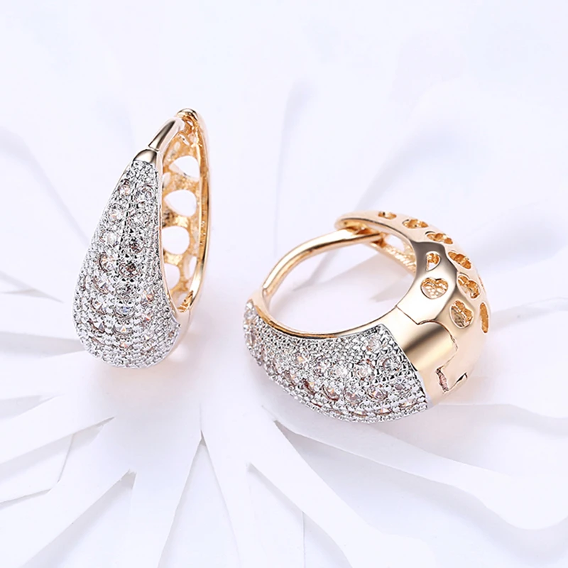 Aravant 2024 New 925 Silver 18K Gold Zircon Crystal Hoop Earrings For Women Wedding Fashion Jewelry