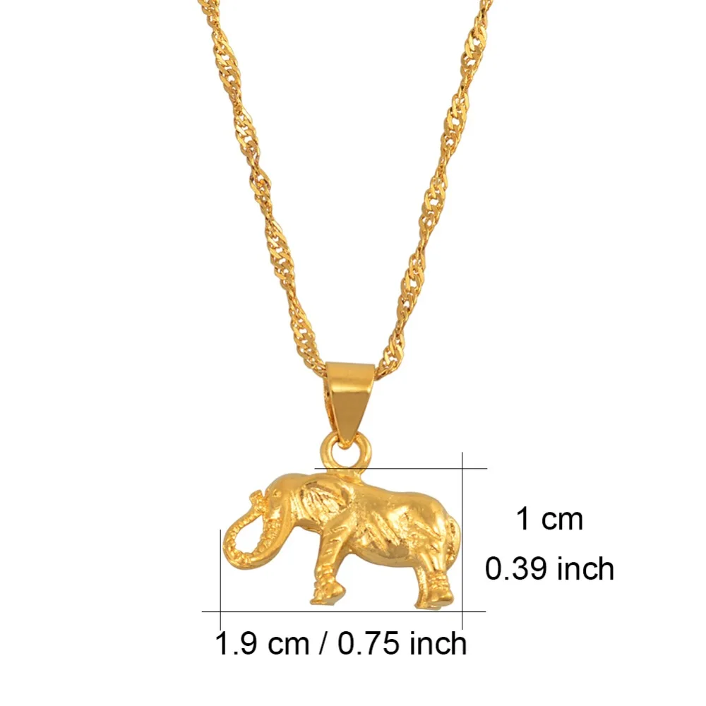 Anniyo SMALL Elephant Pendant and Chain Necklaces for Women Girls,Silver Color/Gold Color Charm Animal Jewelry  @003009