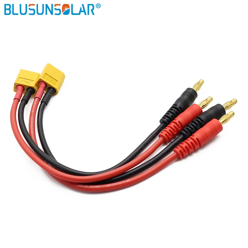 High Performance 100 pcs / lot XT90 to 4.0mm Banana Connector with 14 AWG Silicon Wire150MM Charger Cable DZ0108