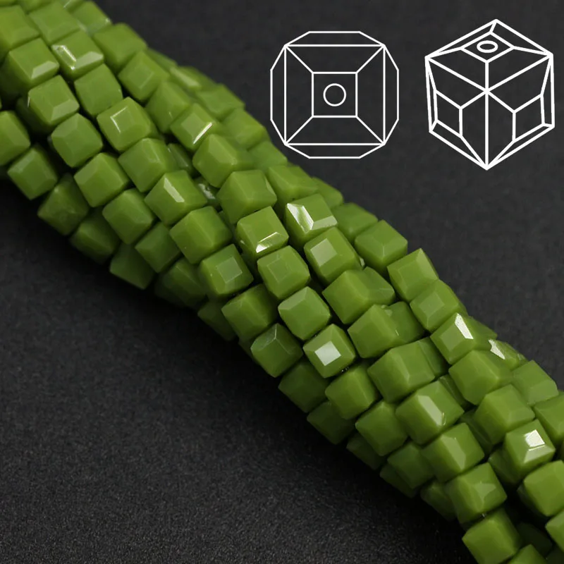 Hot Fashion 100Pcs/lot Craft Supplies 3mm Square Faceted Crystal Beads Glass Cube Loose Chinese Beading Chunky Necklace Beads