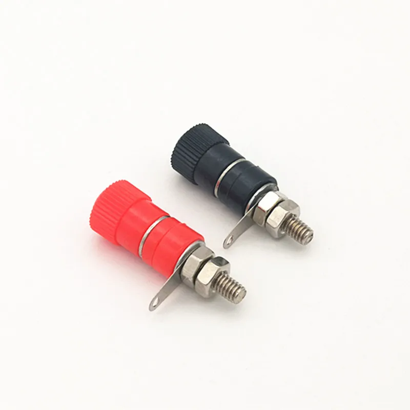 

100pcs/lot 4mm Banana Plug Jack Connector Mount Black Red Terminal Blocks JS-910B Amplifier Terminal Connectors.