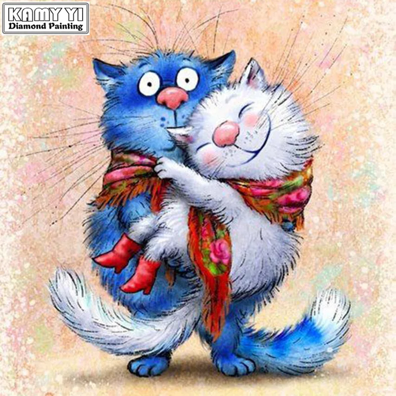 

Full Square drill 5D DIY Diamond painting Cat couple princess hug Diamond Embroidery Mosaic Cross Stitch Rhinestone decoration