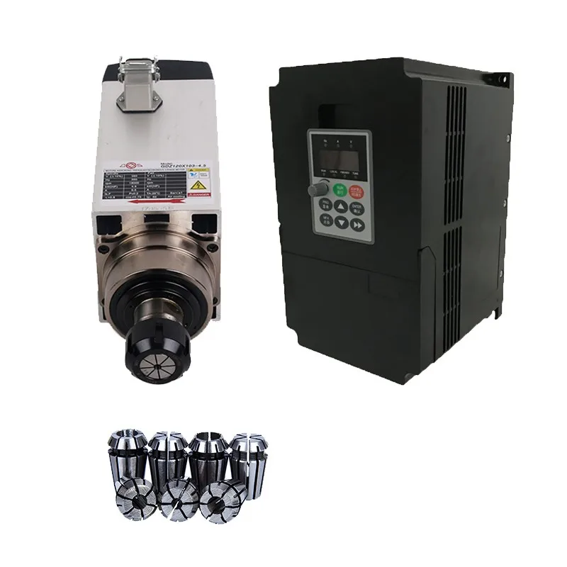 380V 7.5KW 10HP Square Spindle Motor Air Cooled 4 Bearings+7.5kw VFD inverter + ER32 Collet kit for CNC Engraving machine Router