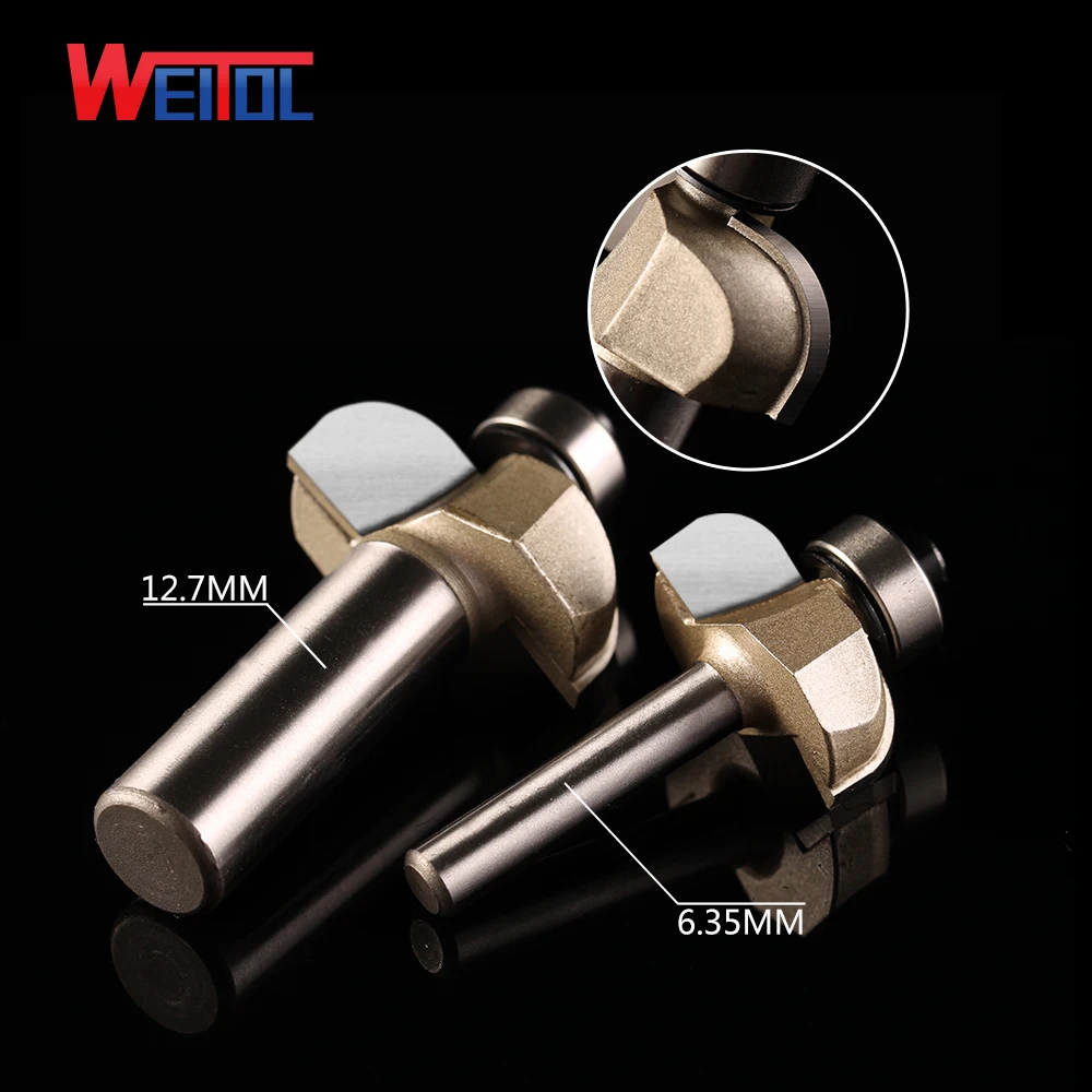 Weitol1pcs  Arc trimming tool with bearing CNC Engraving Router Bit Trimmer Chamfer Carving Tool Round Over Bit