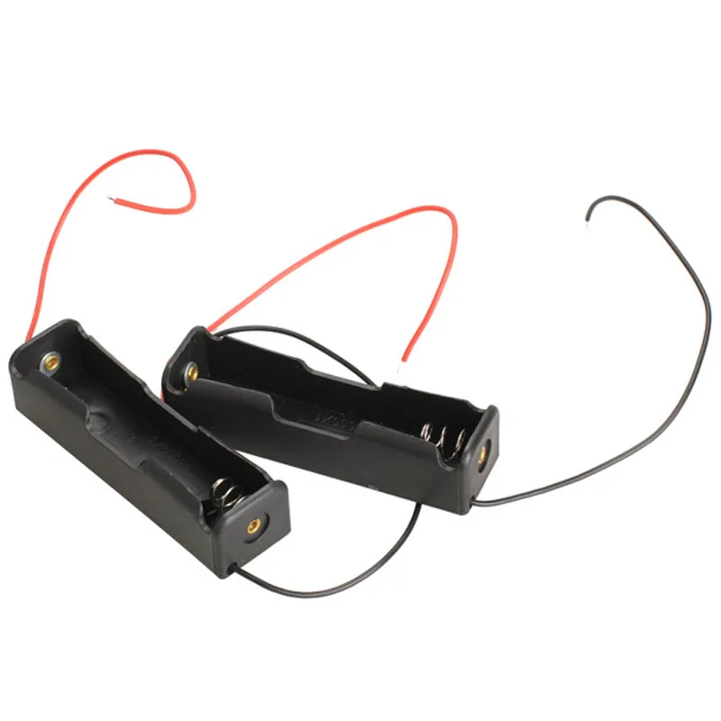Caja de almacenamiento de batería de plástico 18650, contenedor de soporte de Clip de batería de una sola manera, bricolaje, con cable de plomo para batería 18650, nueva