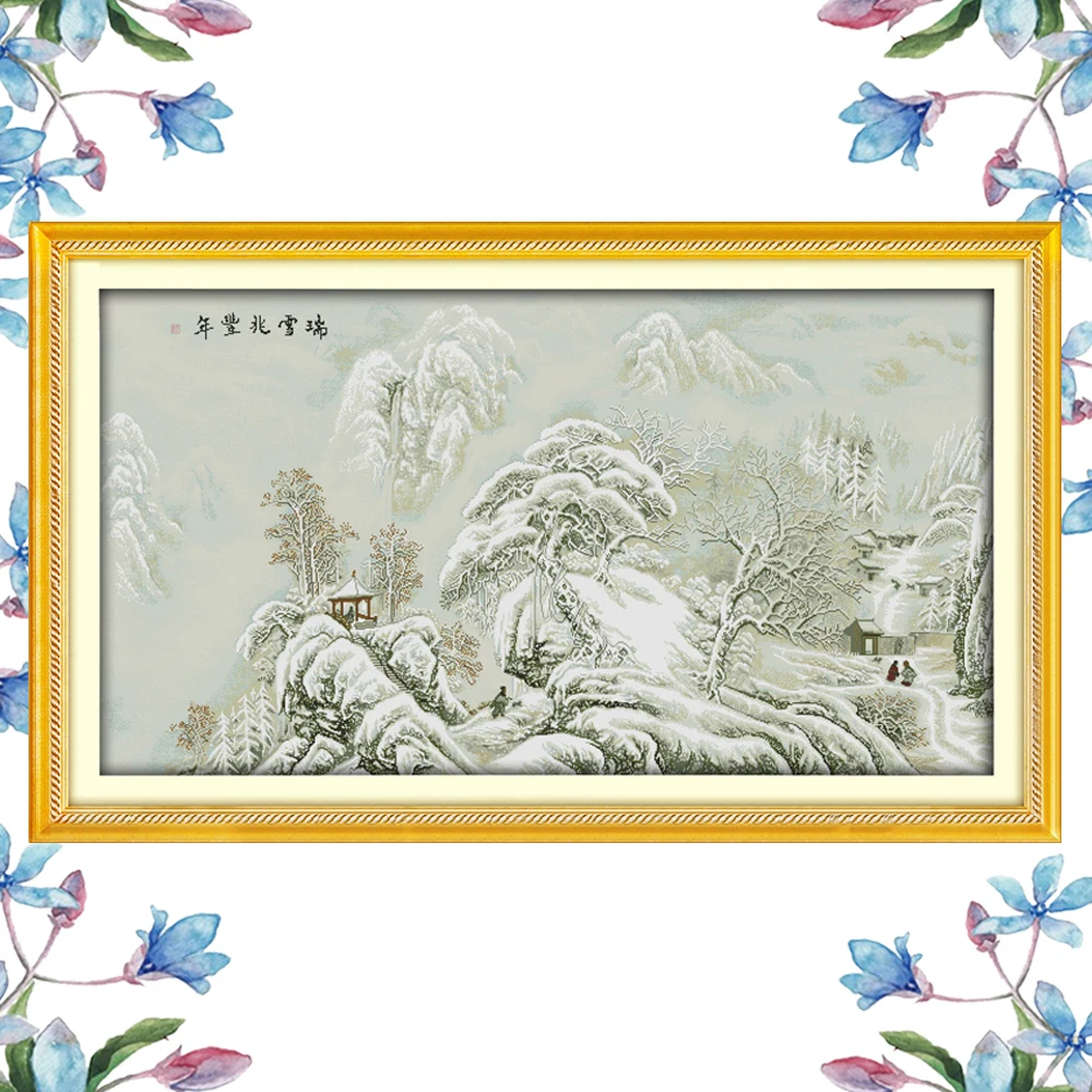 NKF A Timely Snow Promises A Good Harvest Chinese Cross Stitch Pattern Needlework Embroidery Scenery Cross Stitch for Home Decor