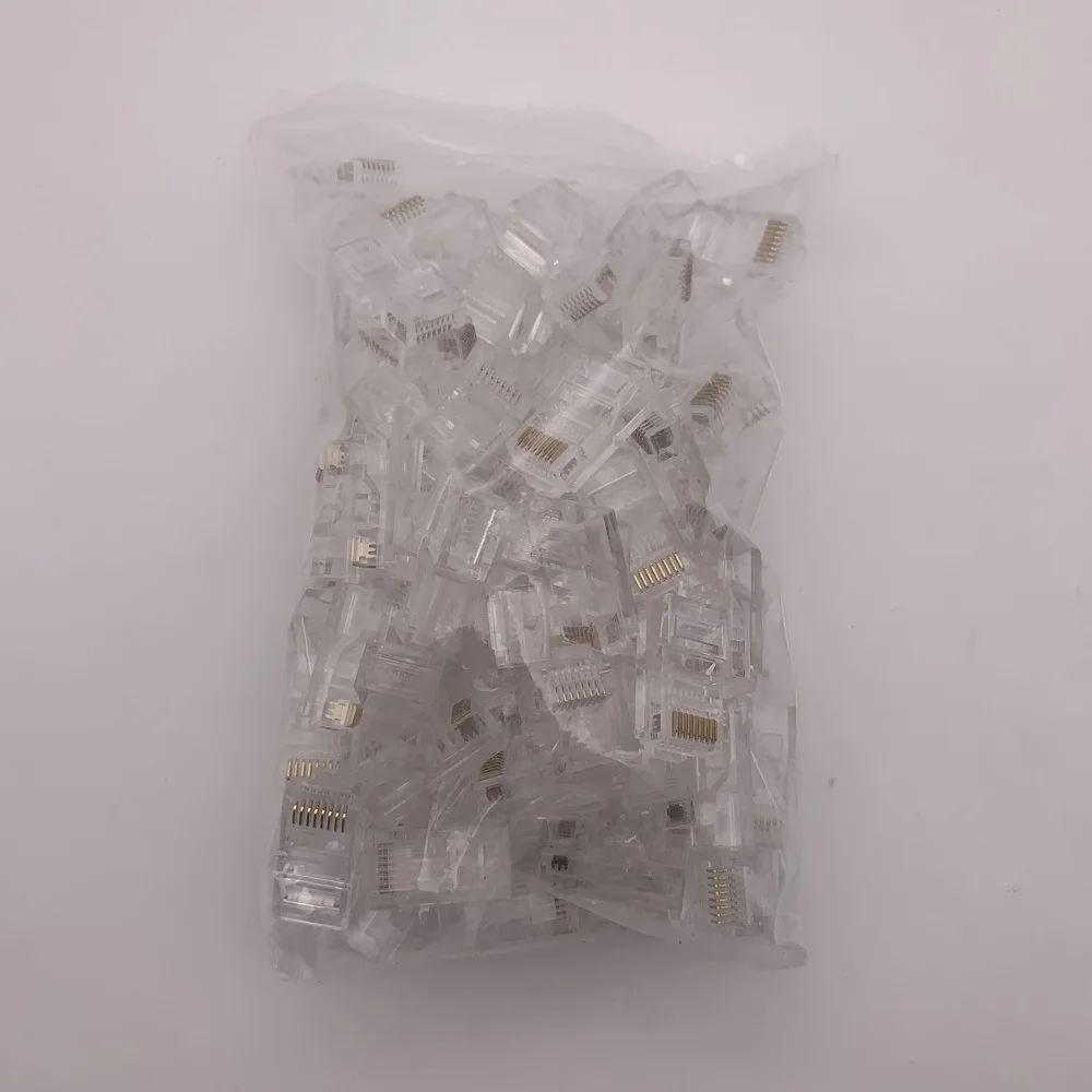 100Pcs Gold plated RJ45 Net Network Modular Plug Cat5 CAT5e Connector