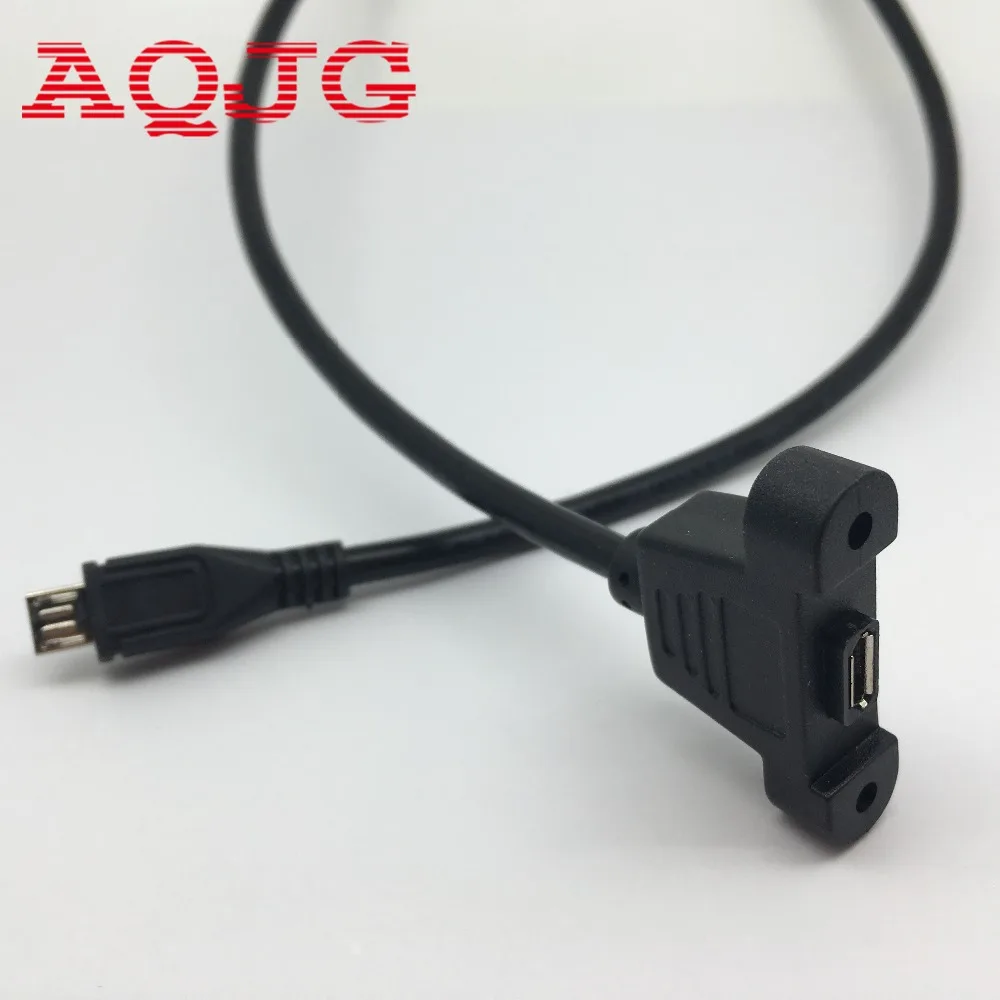 Micro USB USB 2.0 Male Connector to Micro USB 2.0 Female Extension Cable 30cm 50cm With screws Panel Mount Hole