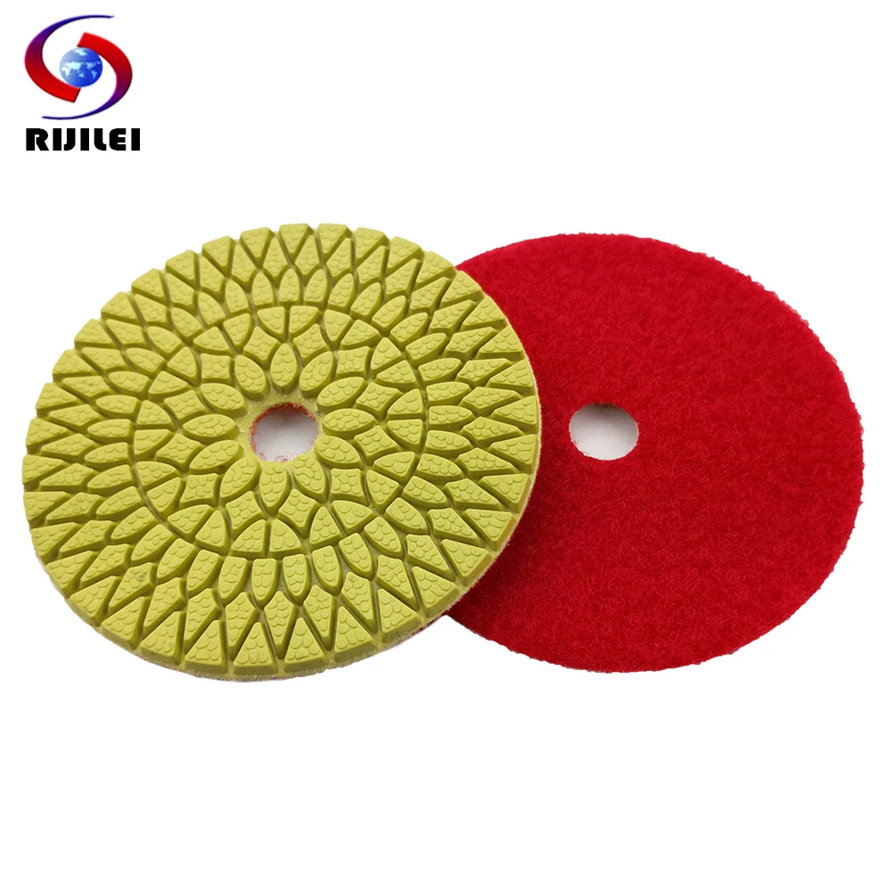 

RIJILEI 10 Pcs/Lot 4 Steps 100mm Top Marble Polishing Pads 4Inch Diamond Polishing Pad Granite Wet Flexible Polishing Pad WPD06