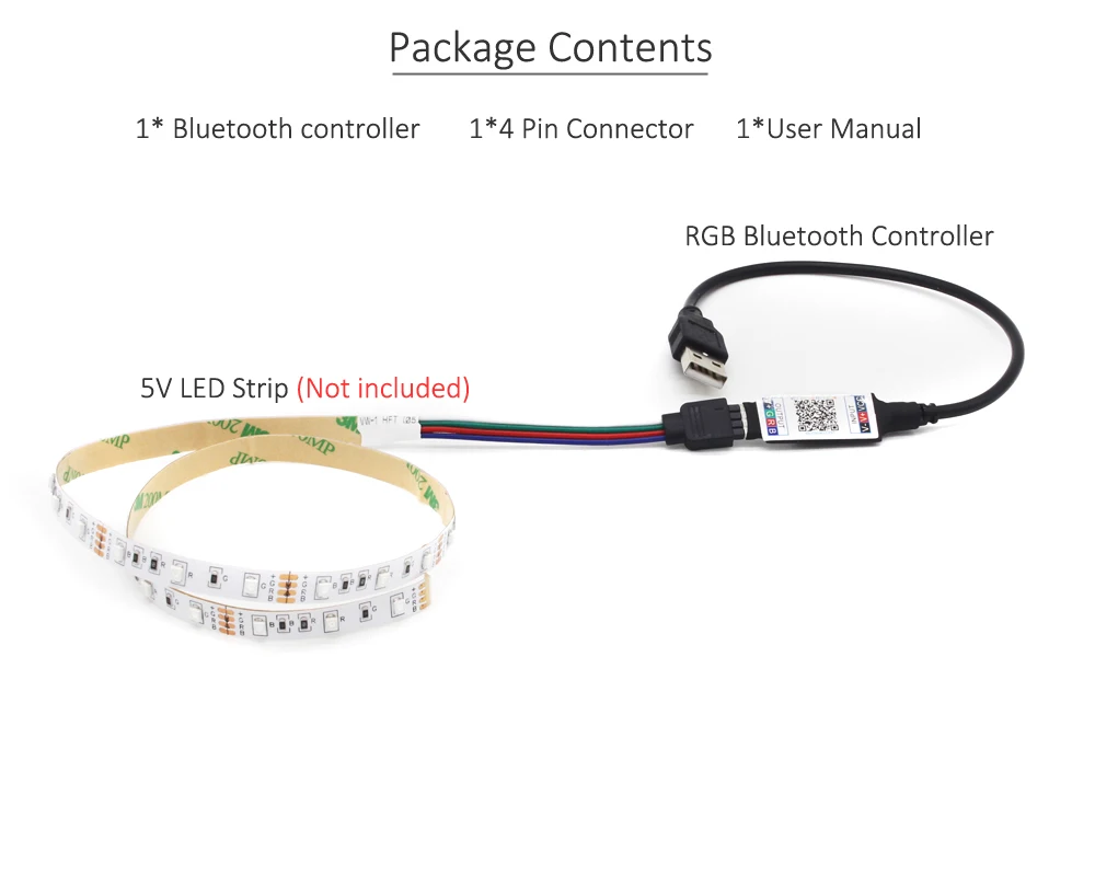 USB RGB Controller Bluetooth LED Controller DC 5V 6A LED Strip Light Mini Music Controller Wireless Android IOS App