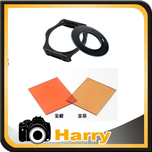 Adaptador de anillo 4 en 1 de 49/52/55/58/62/67/72/77/82MM + 2 unidades de filtro cuadrado completo marrón/naranja + soporte de filtro Serie f Cokin P