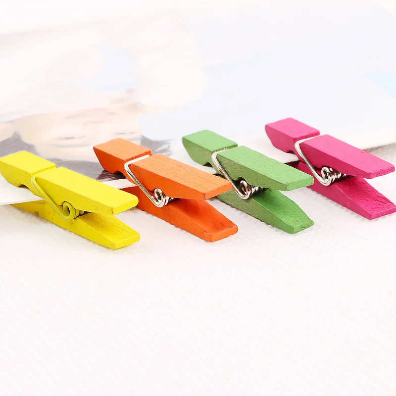 35x7mm 10pcs DIY Many colors Big Wood Clothes Pegs Clothespin Clips Office Party Decoration Accessories Photo Hanging Pegs