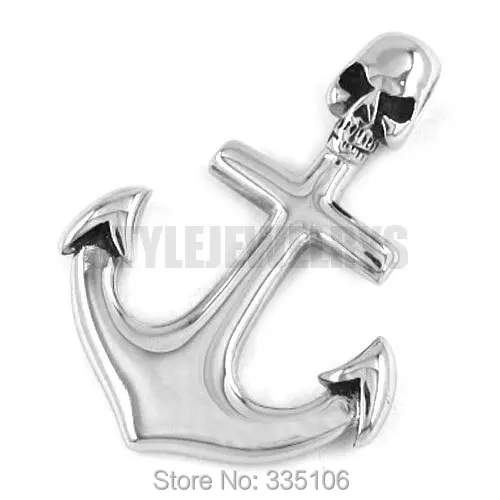 Free shipping! Cross Skull Anchor Pendant Stainless Steel Jewelry Fashion Motor Biker Pendant SWP0260