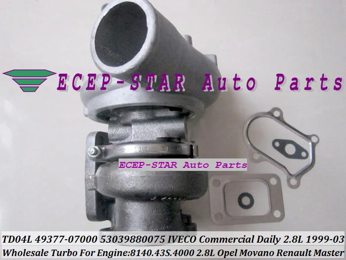 Free Ship TD04L 49377-07000 53039880075 53039880034 Turbo For IVECO Commercial Daily 2.8TD 1999-03 8140.43S.4000 2.8L 125HP