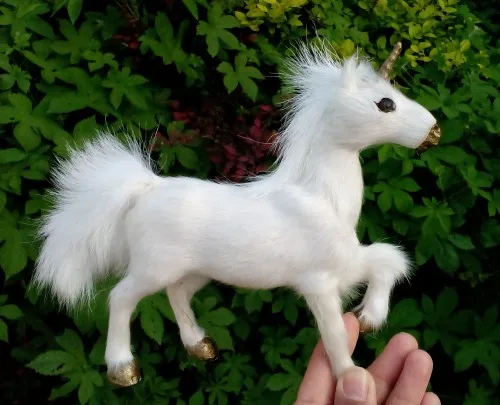 simulation white horse 18x17cm unicorn hard model,polyethylene&fur toy home decoration Xmas gift 1671