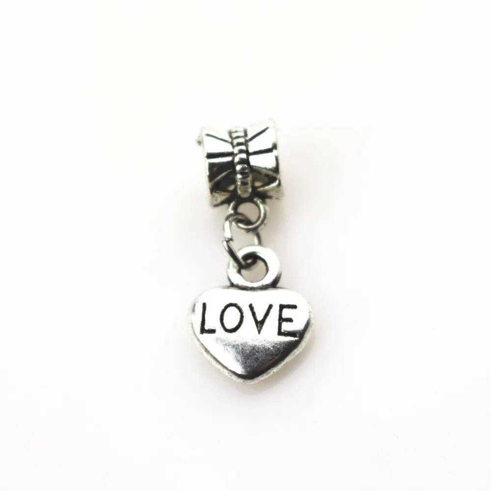 

50pcs/lot Heart love hearts Charms Dangle Hanging Charms big hole Beads European pendant fit pandor charms bracelet DIY jewelry