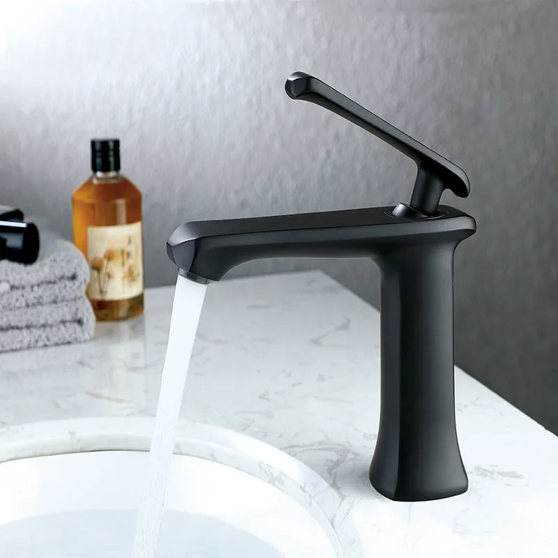 Bathroom Basin Faucet Total Brass Sink Mixer Tap Hot & Cold Single Handle Deck Mounted Chrome Lavatory Water Crane Faucet