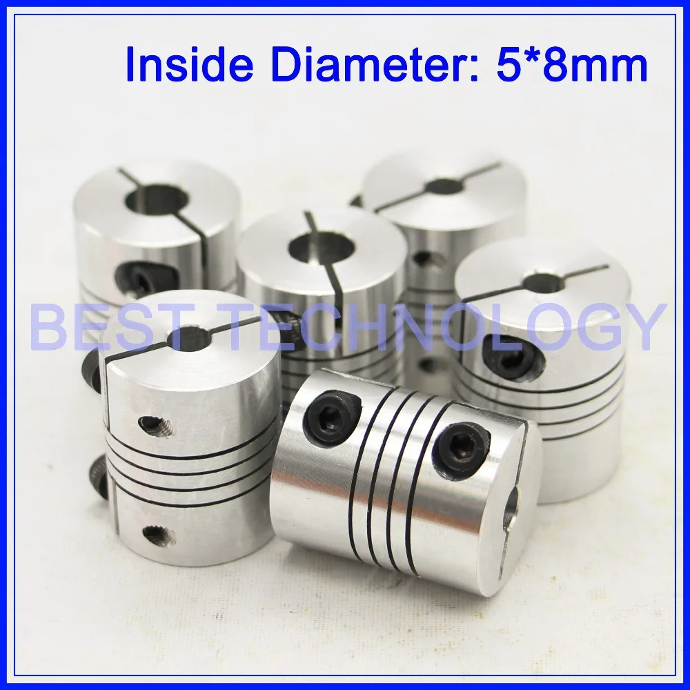 6pcs Flexible Shaft Coupling  5 x 8mm Clamp CNC Starter Shaft Coupler Connector  Diameter 18mm Length 25mm