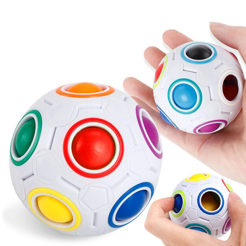 7CM Magic Rainbow Ball Football  Cube 2018 Stress Ball Hottest Decompression Finger Toys Children Adult Christmas Gifts