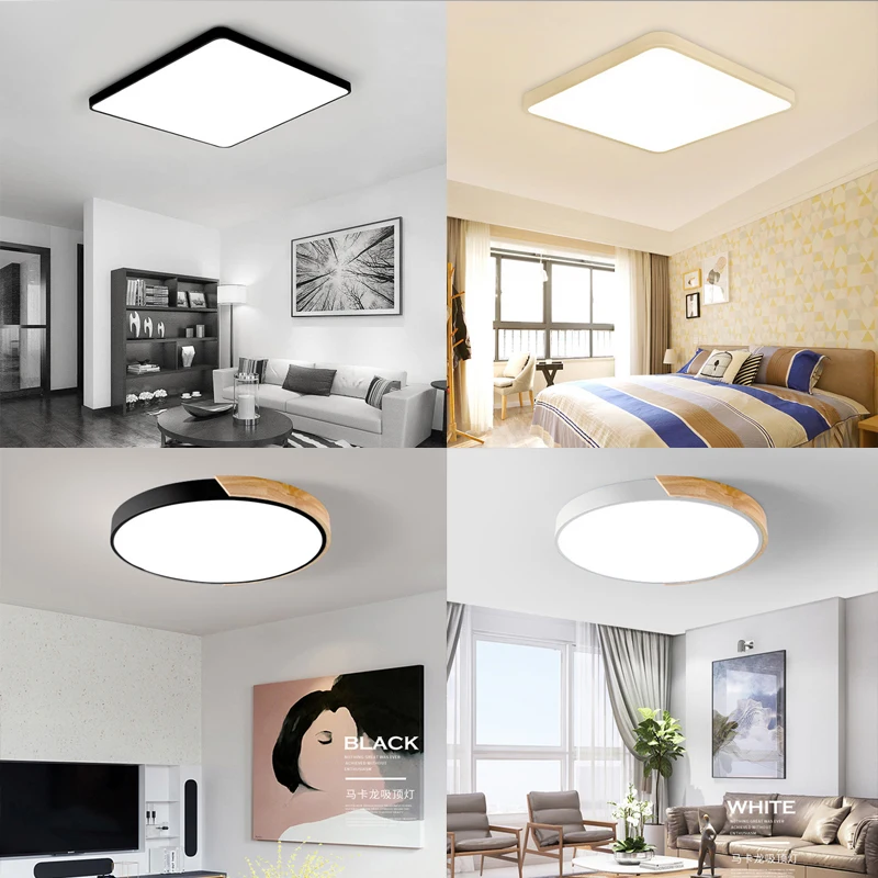 Ultra-Thin LED Ceiling Light Modern Lamp Living Room Lighting Fixture Bedroom Kitchen Surface Mount Flush Panel Remote Control