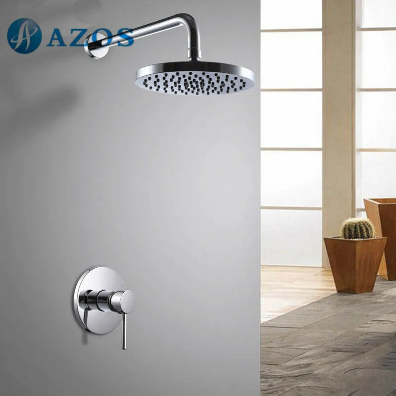 

Bathroom Single Handle Shower Trim Valve Body Complete Kit Minimalist Round Shower Head Polished Chrome Color LYTZ056