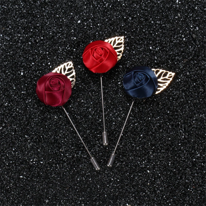 BoYuTe (3 Pieces/Lot) New Flower Rose Lapel Pin Men's Suit Accessories Wedding Boutonniere Brooch Pins