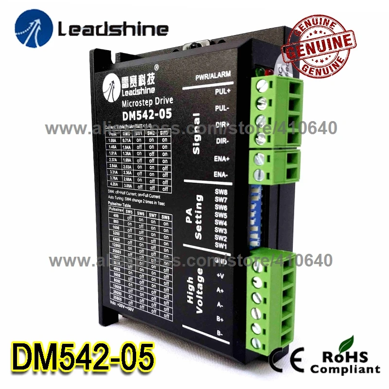 

Leadshine DM542-05 1A to 4.2A 20 to 50VDC for Nema 17 Nema23 NEMA 42 and NEMA 57 Stepper Motor 25000 Pulse per rev Free Shipping