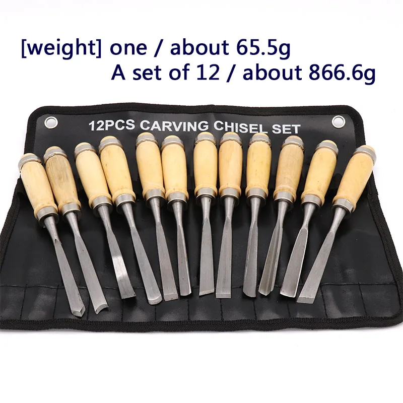 12pcs Wood Carving Handwoodcut knife butt/corner/skew/round/Arc machete Chisel Woodworking Professional Lathe Gouges Tools