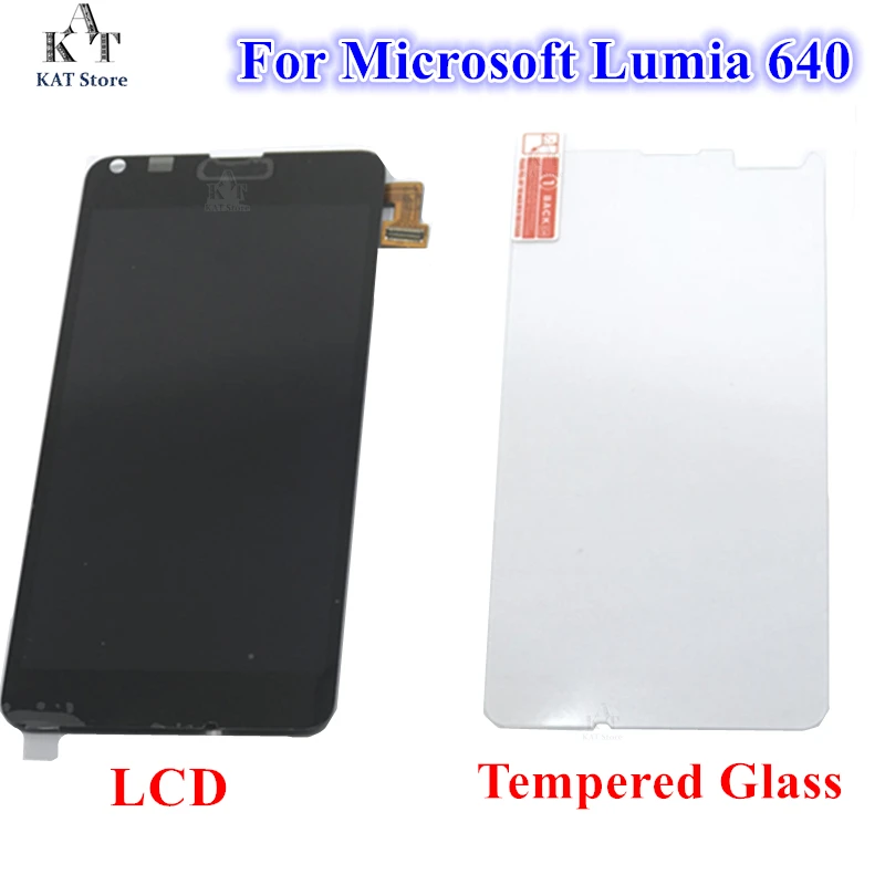 1 unidade para Nokia Microsoft Lumia 640 display LCD tela sensível ao toque com moldura + peças de reposição de vidro temperado