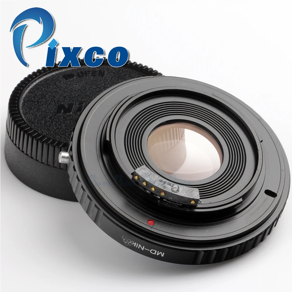 PIXCO AF Confirm Adapter Ring With Optical Glass suit for Minolta MD MC Lens to Nikon F Mount Camera