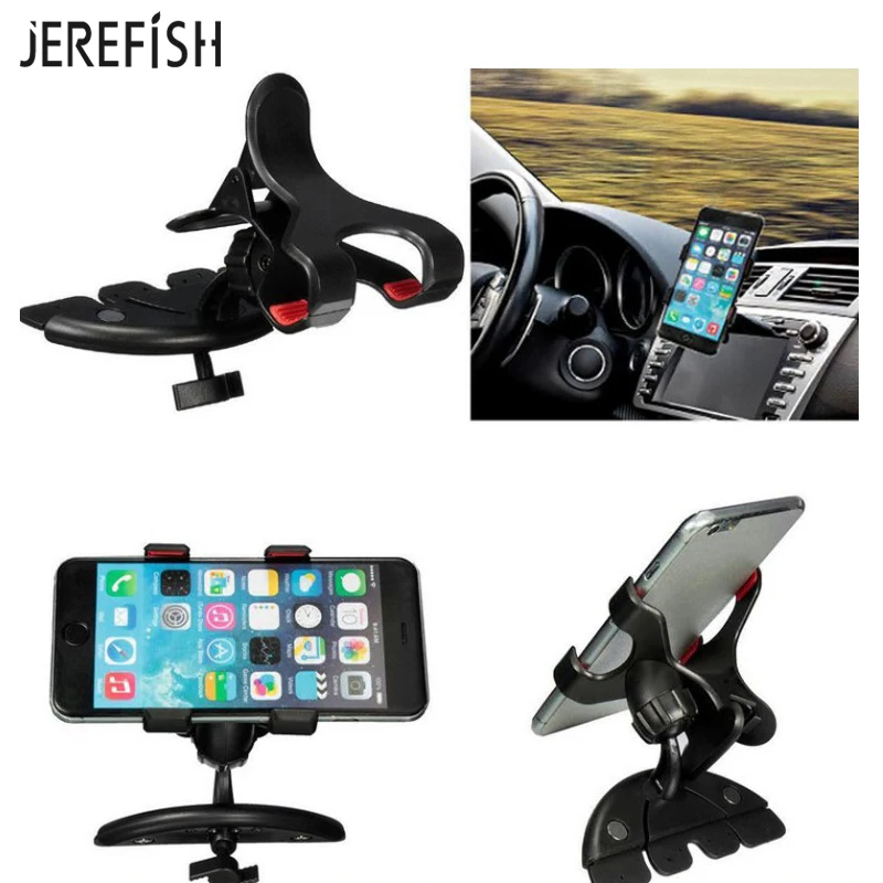 JEREFISH Universal Smartphone Car Holder CD Slot Air Vent Car Mount Holder for Grip Cellphone for iPhone 7 6 Plus 5 Samsung