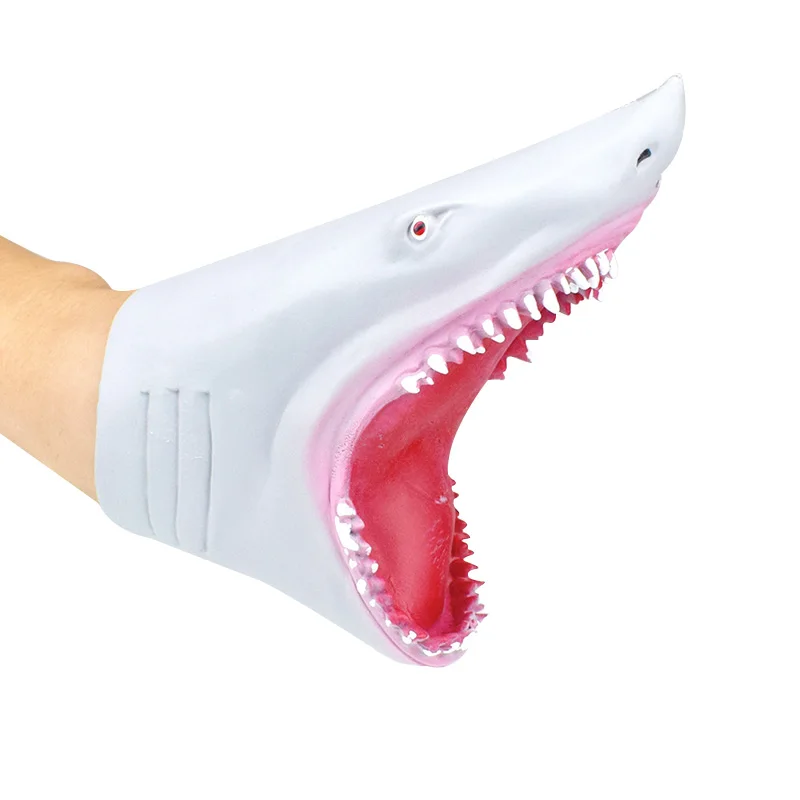 New Shark Hand Puppet for Story TPR Animal Head Gloves Kids Toys Gift Marionetas Shark Puppet Iteres De Mano Para Niños 손인형