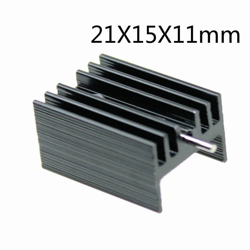 

200pcs To 220 IC Black Newest Metallic Heatsink 21x15x11mm Triode Transistors Aluminum Heatsink