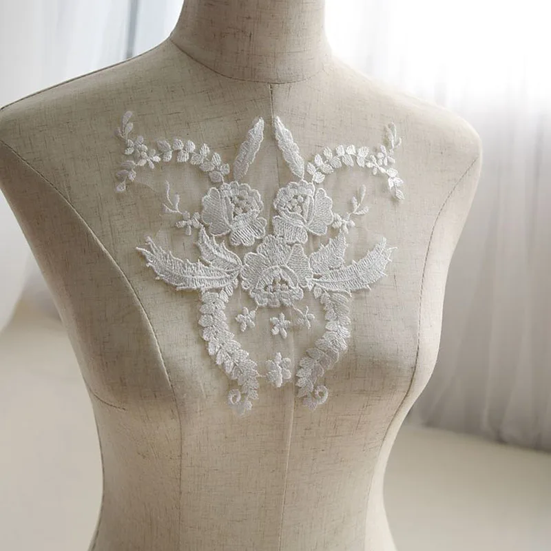 

10 шт., кружевная аппликация с вышивкой, цветок, ручная работа, кружевные аксессуары «сделай сам», свадебные платья, ткани, одежда, декоративные материалы