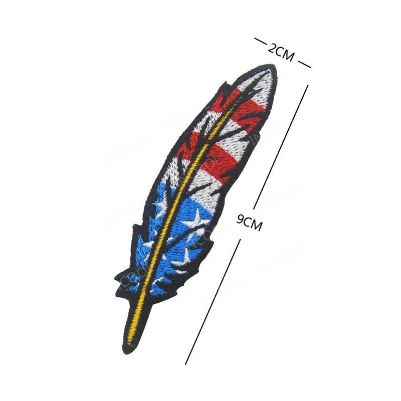 Parche militar bordado plumas multicolor con bandera EE. UU. táctico - imagen 2