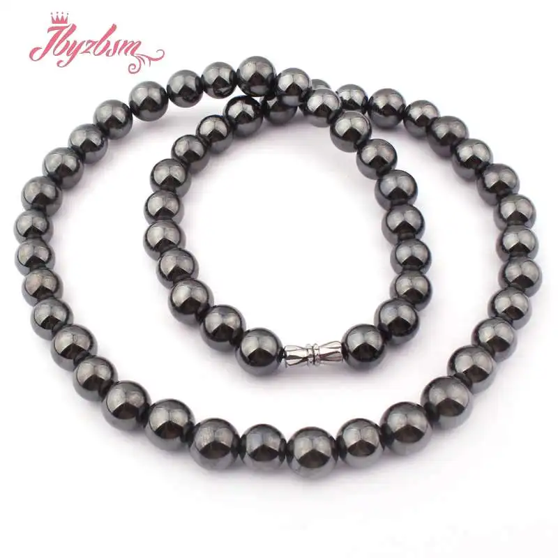 

10mm 11mm Black Round (No Magnetic) Hematite Natural Stone Beads For Tribal Lady Woman Fashion Jewellery Necklace Free Shipping