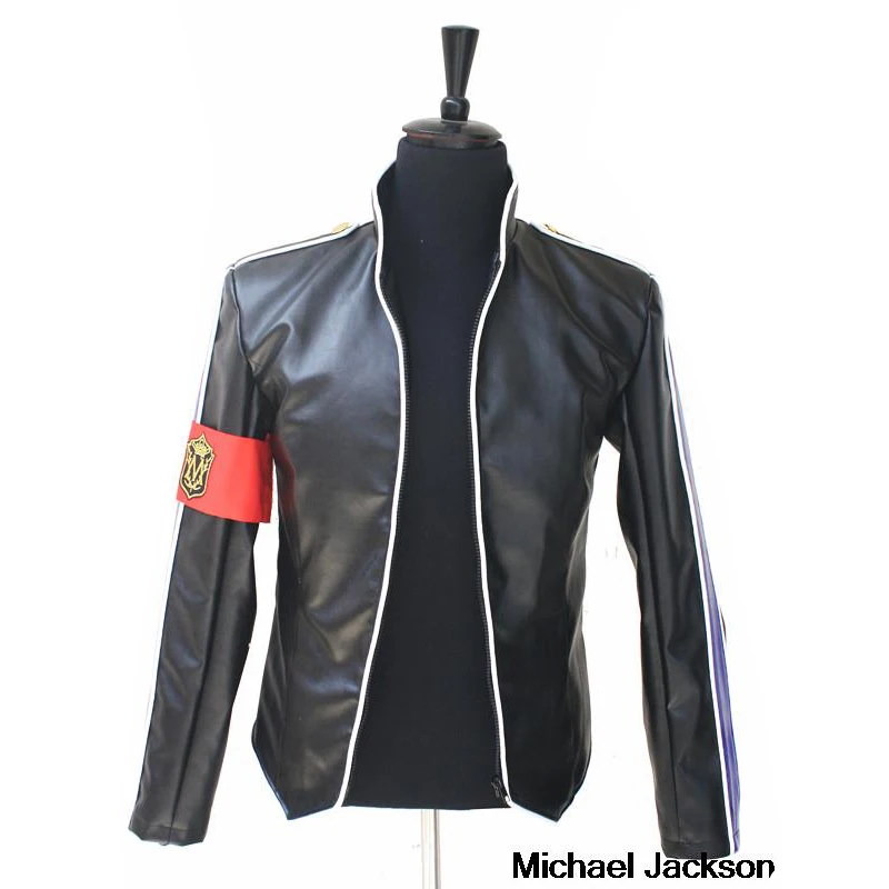 In Memory MJ Michael Jackson Heal the World Handsome Punk With Red Armband England Military Jacket Outwear Collection