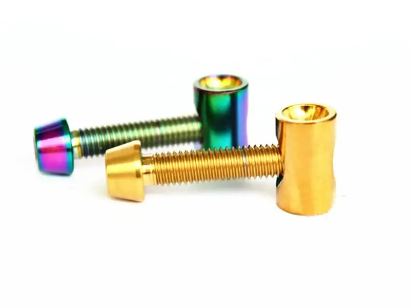 1 Piece M5x25mm Ti/Golden/Rainbow GR5 TC4 Titanium Bolt With Barrel Nut For Bicycle