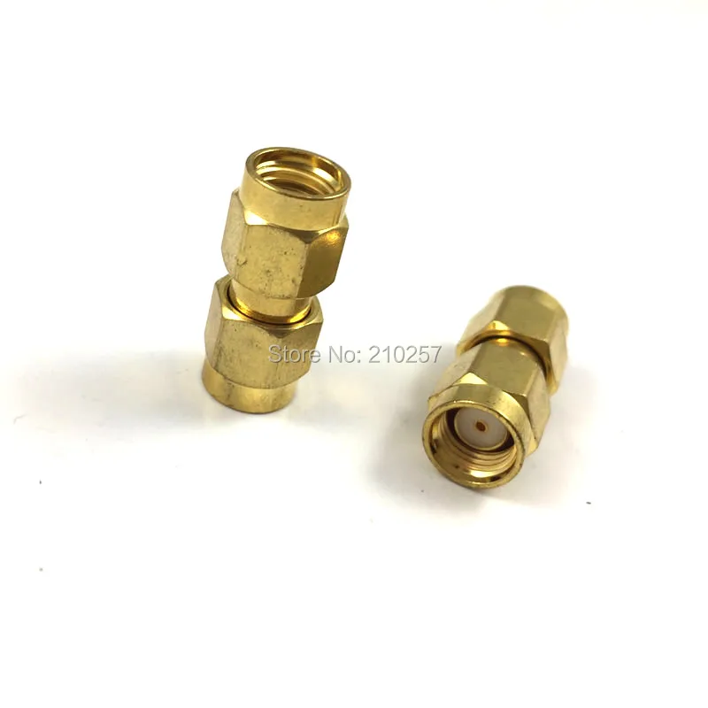 Free Shipping 10pcs RP-SMA Male Plug to RP SMA Male Jack RF Coax Adapter Convertor Connector Straight Goldplated