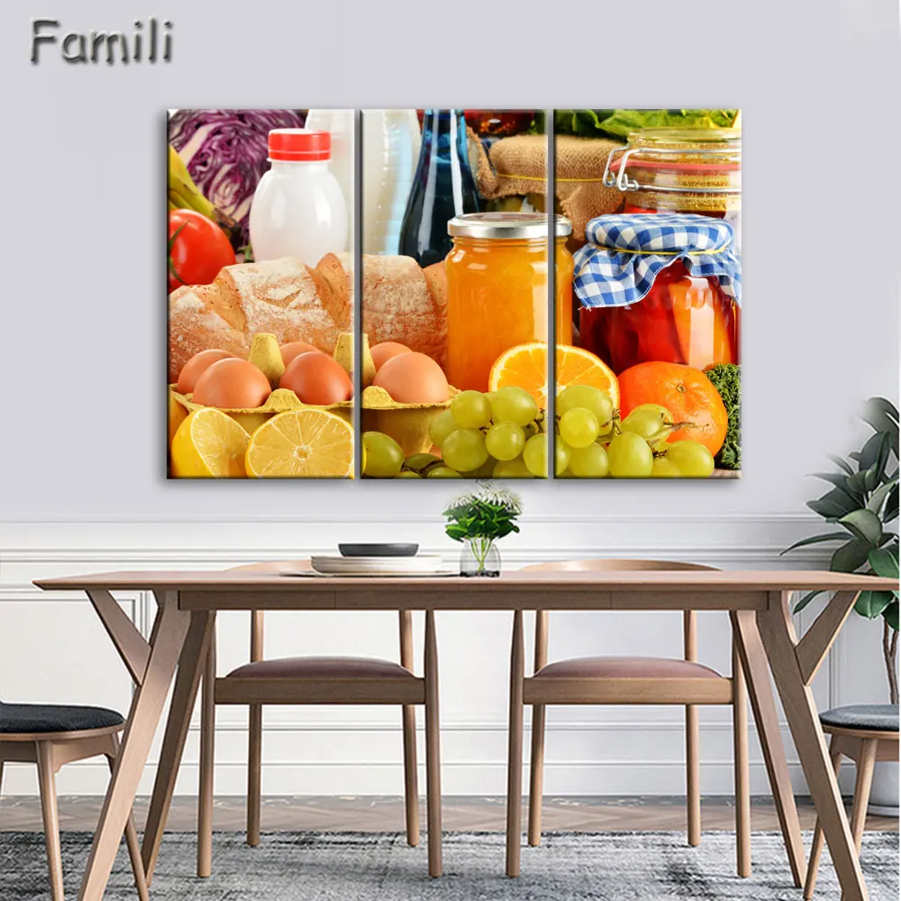 

3 Piece Modern Still Life Yellow Orange Wall Art Painting Various Colorful Fruit Print On Canvas The Picture Food Pictures