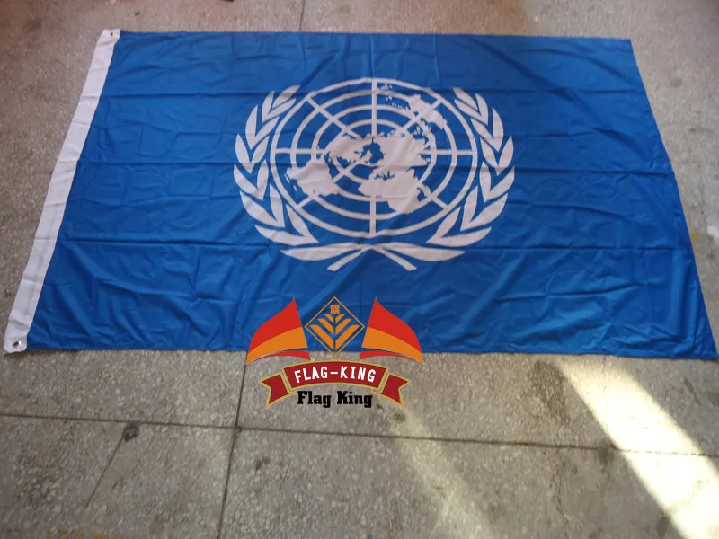 United Nations or UN national flag,120g/m2 knitted polyster  ,90*150CM,Windbreak, Anti-UV,Digital Printing,flag king