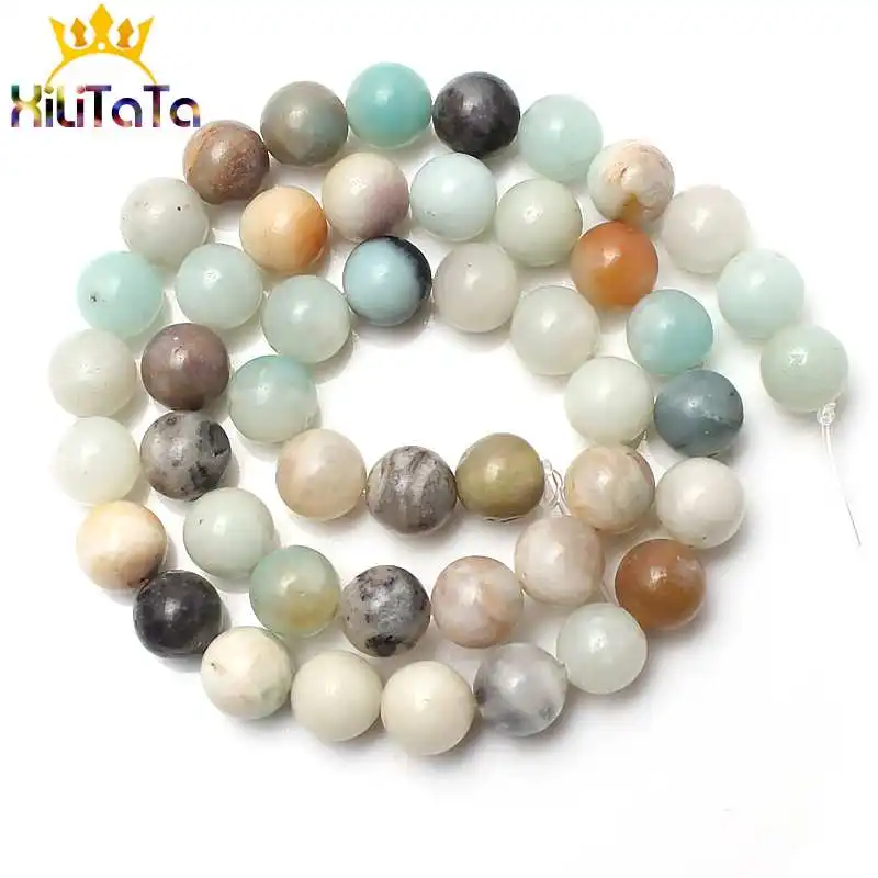 Natural Colorful Amazonite Stone Beads Round Loose Spacer Beads For DIY Jewelry Making Bracelets Necklace 15inches 4/6/8/10/12mm