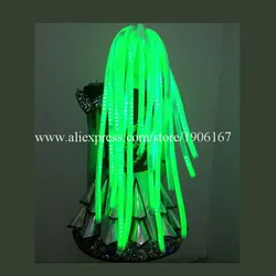 3 Colors LED Light Up Hair Luminous Cosplay Wigs Halloween Christmas Headwear Party For Dancing Bar DJ Club Free Shipping