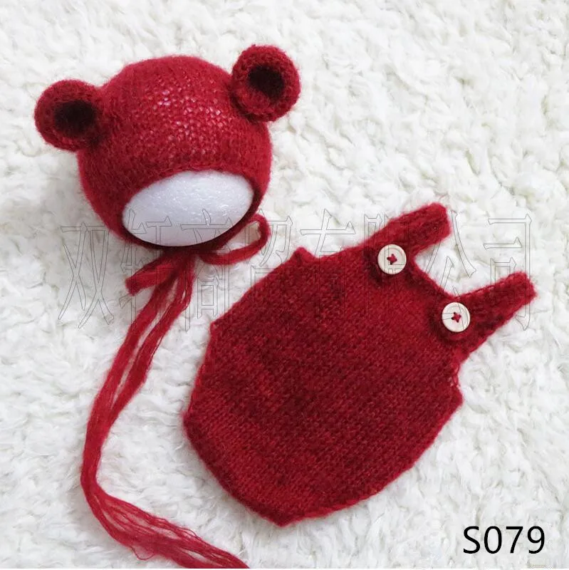 Handmade Mohair Teddy Bear Hat + Shorts  Newborn Photography Props Pants Bonnet Studio Clothing